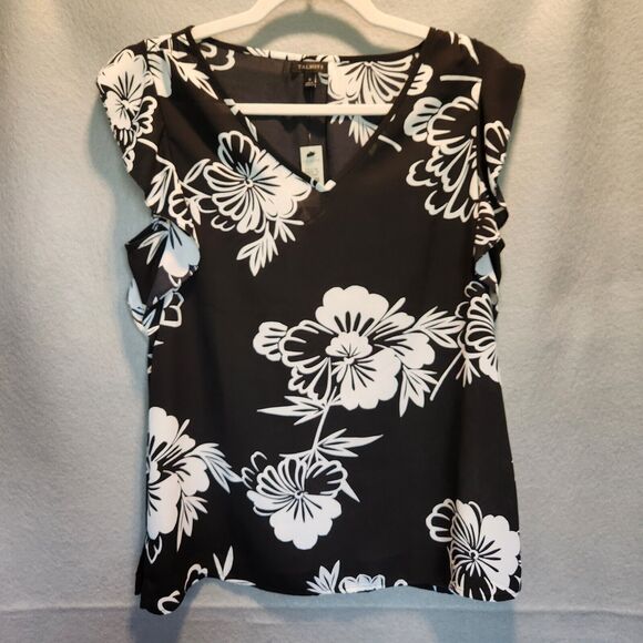 Talbots Tops - Leaving Closet Soon! Talbots Black Floral Short Sleeve Blouse C0073
